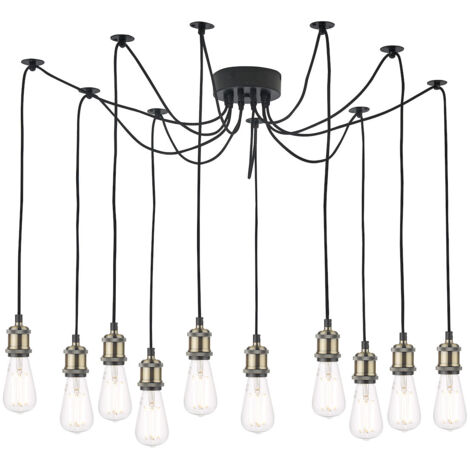 DAR WACO - Suspension en laiton antique noir mat, 10x E27