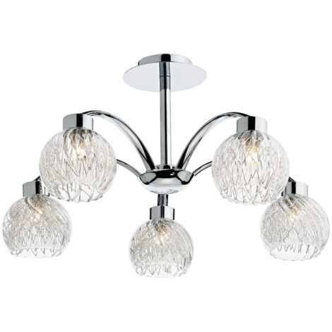 DAR YASMIN - Plafonnier Semi Plafonnier Chrome Poli, 5x G9