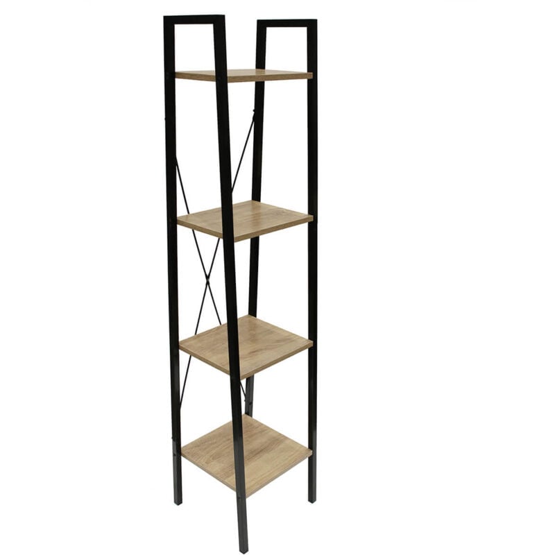 Altobuy - dara - Etagère Simple 4 Plateaux Métal et Aspect Bois