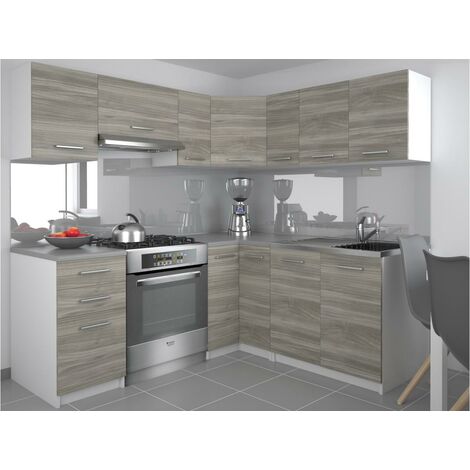DARCIA  Cucina completa angolare L 300 cm 9 pz  Piano di lavoro INCLUSO  Set di mobili da cucina