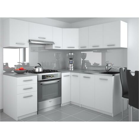 DARCIA | Cocina rinconera completa + Modular L 300 cm 9 pzs | Plan de trabajo INCLUIDO | Conjunto de muebles de cocina moderno