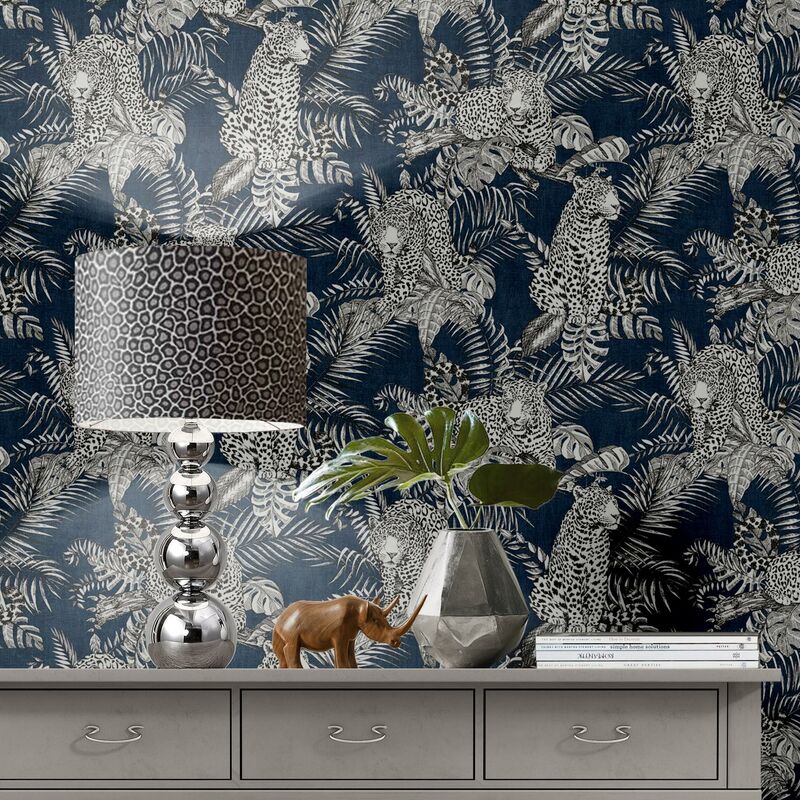 Muriva - Darcy James Mamboa Blue Wallpaper Living Room Bedroom - Mamboa Blue