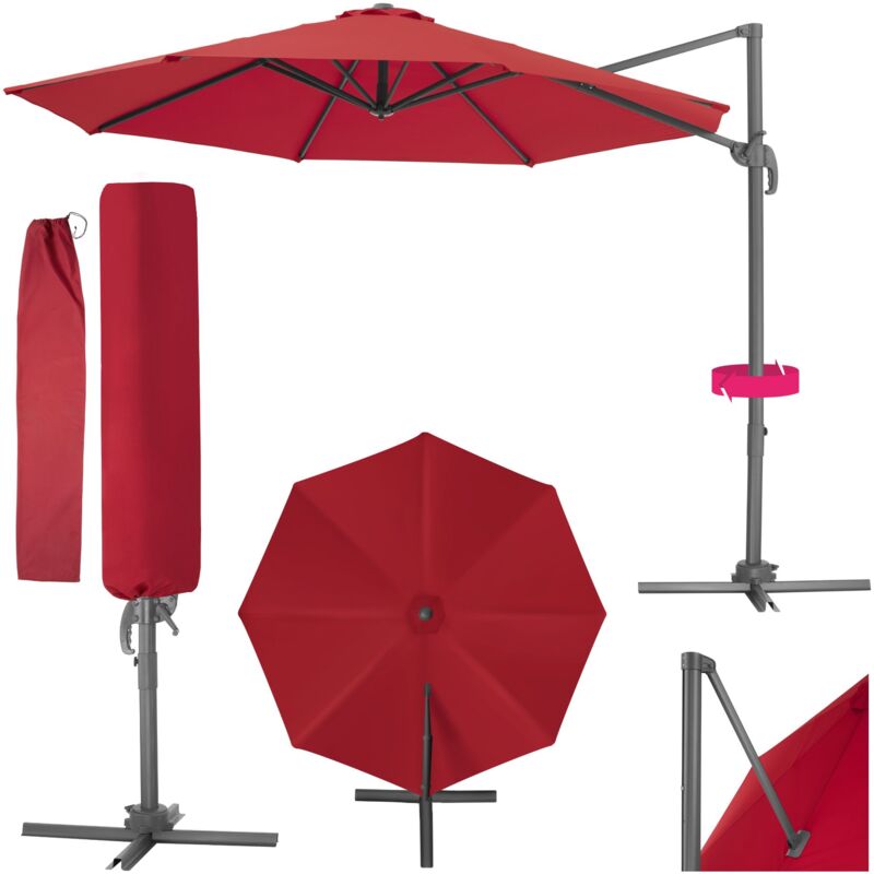Parasol Daria with protective cover - garden parasol, overhanging parasol, banana parasol - burgundy