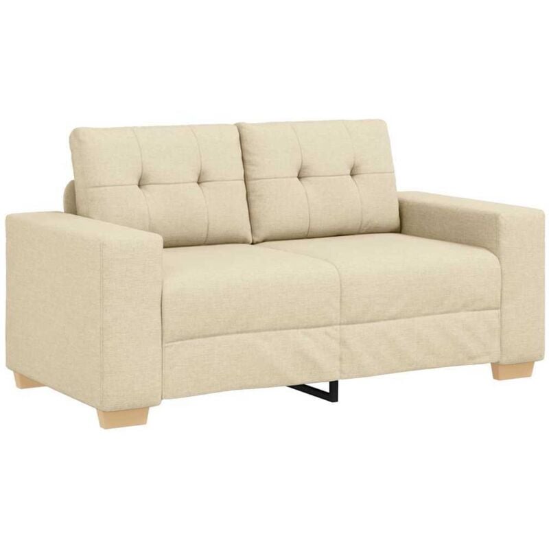 Loveseat Sofa with Cushion Cream Fabric Vidaxl