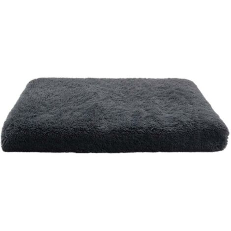 Dark grey plush square cushion for dogs and cats, 40 x 30 x 5 cm, soft and fluffy, ideal for a deep sleep, 1 piece
