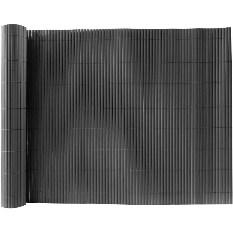 Dark Grey PVC Fence Screen Bamboo Mat Border Panel Garden Wall Privacy Protect,1x3M