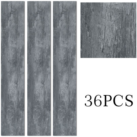 Dark Grey Rustic Style Wood Plank PVC Laminate Flooring, 5 Square