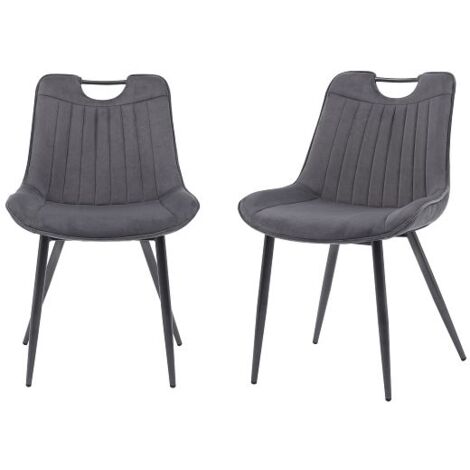 Dark Grey ure Designs Ltd Nigella Dining Chairs Set of 2, Velvet Chair bucket