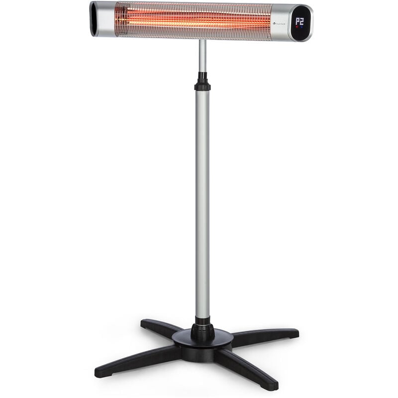 Blumfeldt - Dark Wave Stand - Chauffage extérieur infrarouge, Radiateur rayonnant sur pied, Chauffage terrasse, 2500W, 9 Niveaux, Tube en Carbone