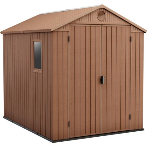 Darwin Abri de jardin, 6 x 8, résistant aux intempéries, effet bois, marron - KETER