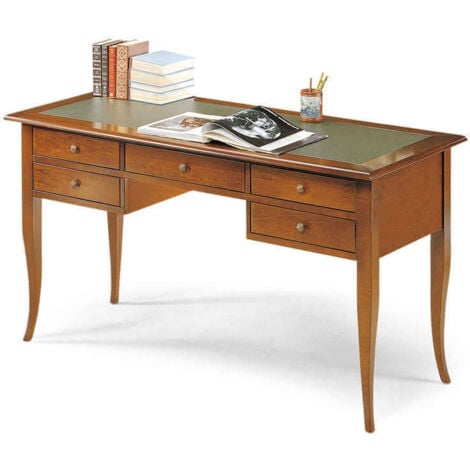 DARWIN - scrittoio piano in pelle in legno massello 150 x 75