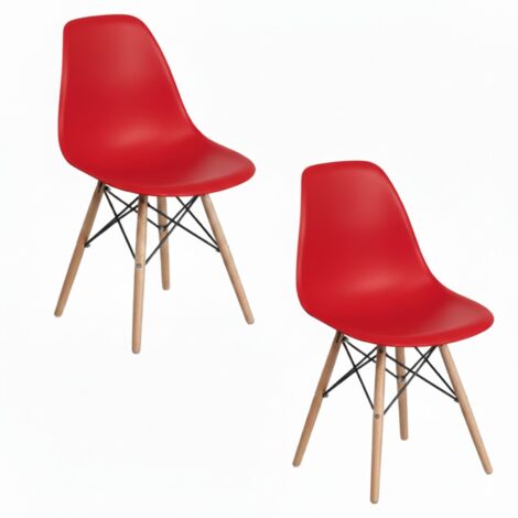 DASCK - Pack 2 Sedie Scandinave Gambe Faggio 120 kg per Sedia - Rosso