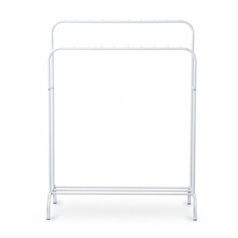 DASCK - Portant Double Barre Métallique 110 cm avec Étagère - Blanc