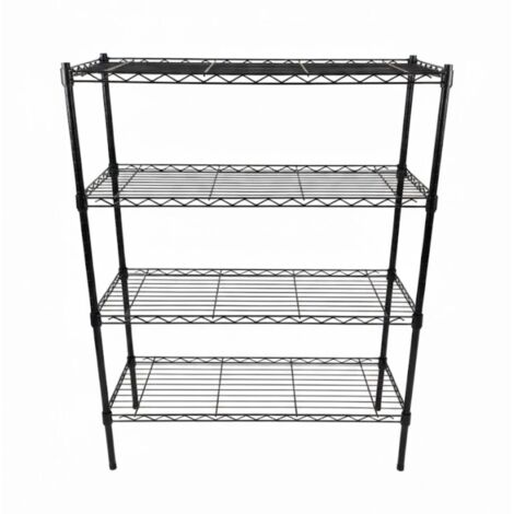 DASCK - Scaffale Metallico Griglia 4 Ripiani Regolabili 60 x 35 x 115 cm - Nero