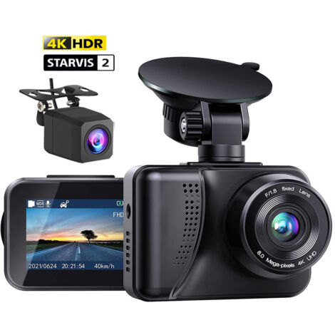 Dash Cam 2e Génération avec Double Caméra Avant/Arrière - Enregistreur de Conduite Full HD 1080P avec HDR, Vision Nocturne et Boucle d'Enregistrement - DVR de Voiture avec Écran Large-Alovez
