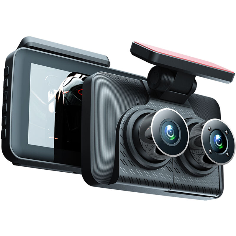 Lifcausal - Dash Cam Avant et Arrière Intérieur 3 Caméras 1080+720+480P 4in Rétroviseur de Voiture Caméscope d'Enregistrement Vidéo de Voiture Vision