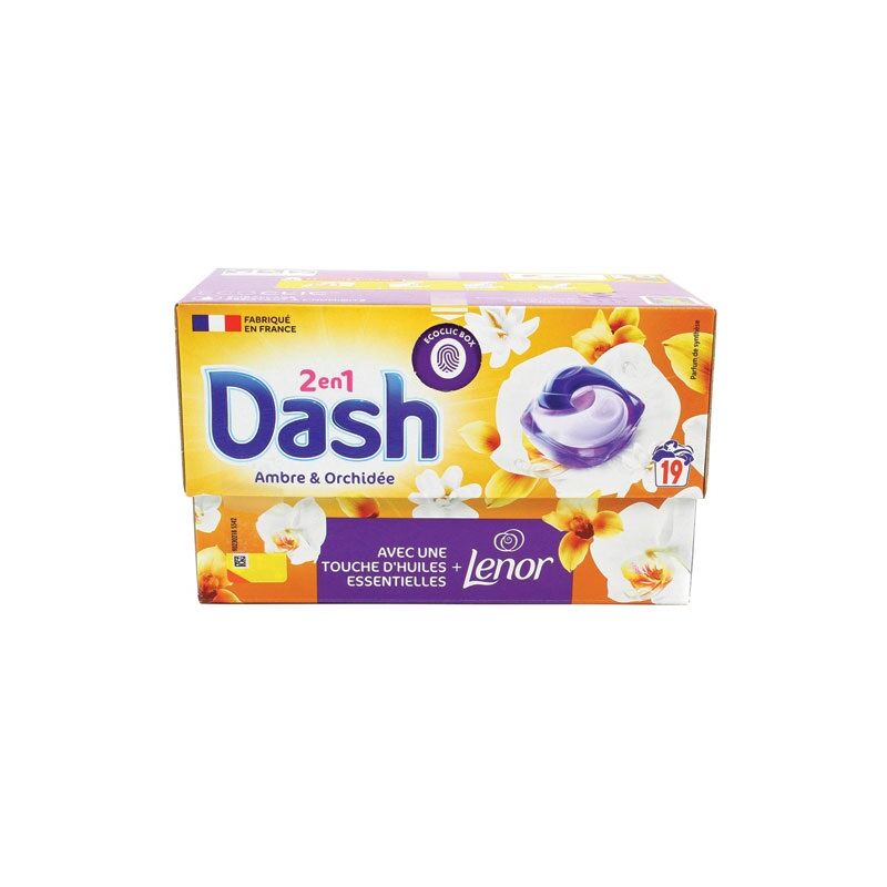 Dash - Lessive pods ambre orchidée tout-en-1 x 19