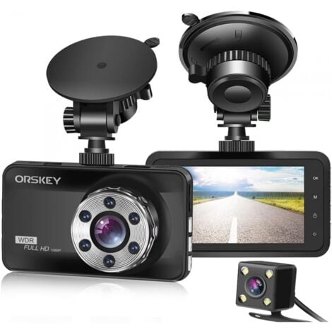 START Dashcam Avant Et Arrière Voiture 1080P HD Caméra Intégrée Voiture Dache Cam Voiture Grand Angle 170°, HDR, Écran LCD 3.0 Pouces, Vision Nocturne, Détecteur De Mouvement Et Accéléromètre Noir