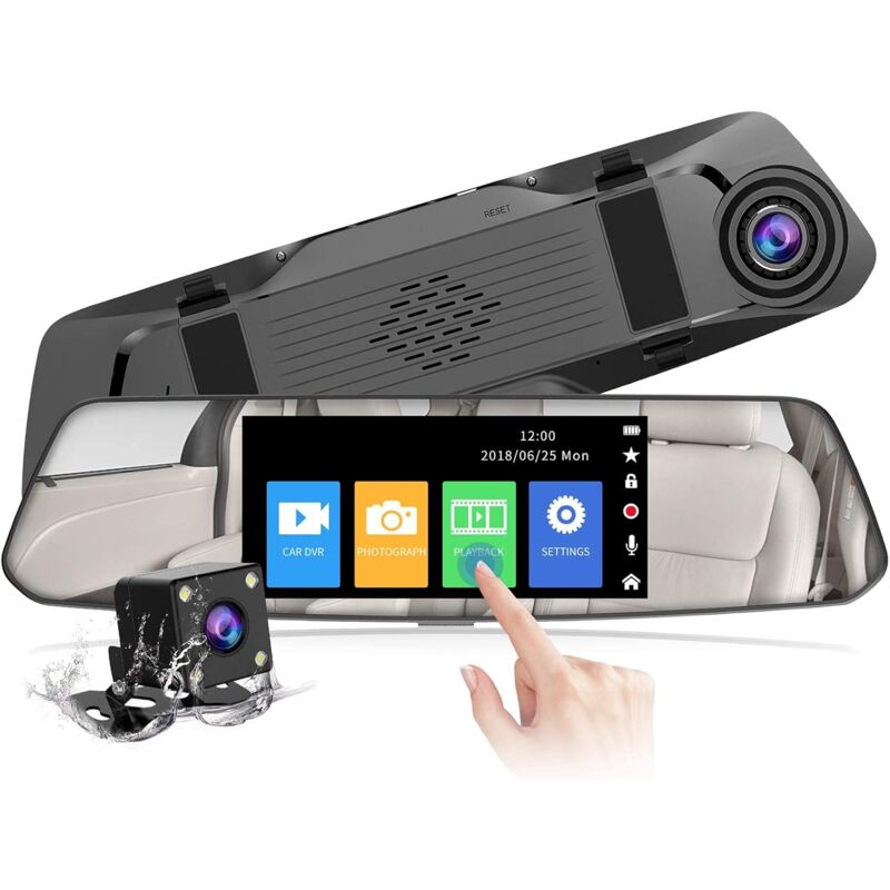 Dashcam Voiture Rétroviseur Écran Tactile de 5 Pouces Full hd 1080P, Caméra de Voiture Grand Angle Caméra Avant et Caméra Arrière Étanche,Pas de