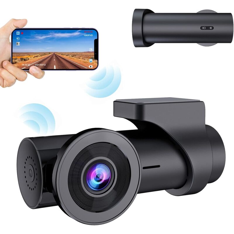 Ersandy - Dashcam Voiture WiFi Full hd 1080P, Caméra Embarquée Voiture sans Écran Grand Angle 170°,Dash Cam avec Enregistrement en Boucle