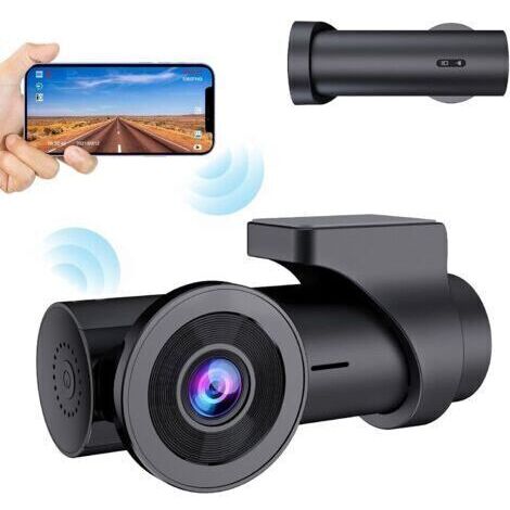 Dashcam Voiture WiFi Full HD 1080P, Caméra Embarquée Voiture sans Écran Grand Angle 170°,Dash Cam avec Enregistrement en Boucle