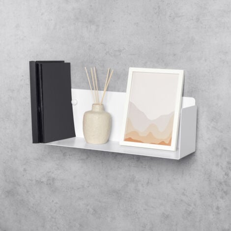 DASKE Mensola, in acciaio inox, bianco, per casa e ufficio, TBOOK (45 cm)