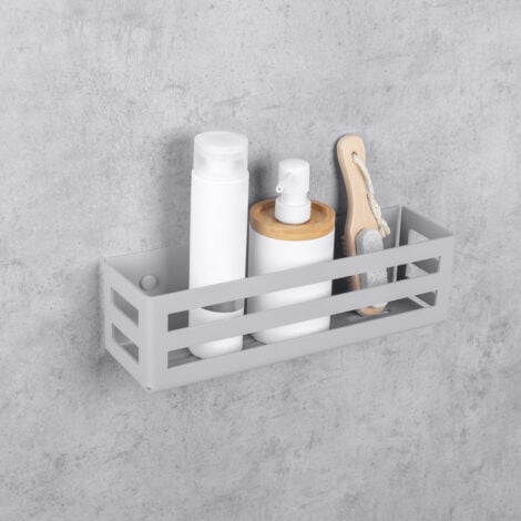 DASKE Scaffali da bagno, montaggio adesivo, grigio, COUNTRY (32.6 cm)