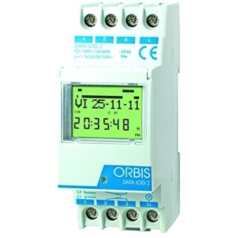 DATA LOG 2 230 V.INTERRUPTOR HORARIO DIGITAL 2 CIRC.CONMUT.D ORBIS OB175012