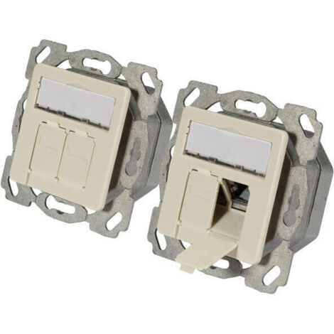 Datendose Cat.6A 500MHz oben/unten,Unterputz,2xRJ45,weiß