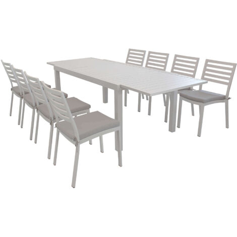 DAVID - set tavolo da giardino con sedie allungabile 160/240x90 - Colore: Tortora - Posti: 8