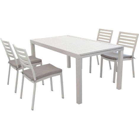 DAVID - set tavolo da giardino con sedie allungabile 160/240x90 - Posti: 4 - Colore: Tortora