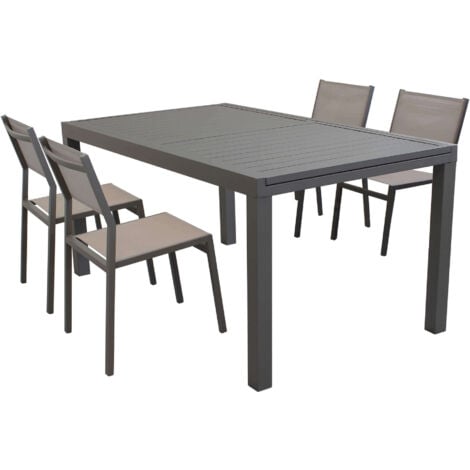 DAVID - set tavolo da giardino con sedie rettangolare allungabile 160/240x90 - Posti: 4 - Colore: Taupe