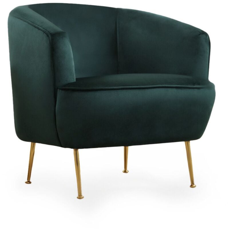 Concept-usine - davis - Fauteuil velours vert - pieds dorés