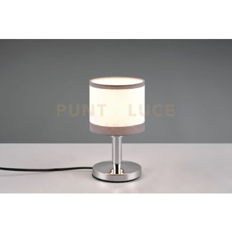 DAVOS LAMPADA DA TAVOLO METALLO CROMATO PARALUME BIANCO E GRIGIO H. 22CM 1 LUCE ATTACCO E14