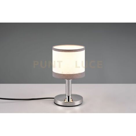 DAVOS LAMPADA DA TAVOLO METALLO CROMATO PARALUME BIANCO E GRIGIO H. 22CM 1 LUCE ATTACCO E14
