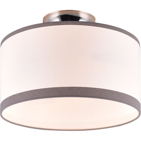 DAVOS PLAFONIERA METALLO CROMATO PARALUME BIANCO E GRIGIO D. 30CM 2 LUCI ATTACCO E14
