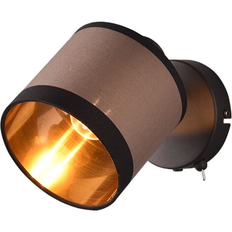 DAVOS SPOT SINGOLO ORIENTABILE METALLO CROMATO PARALUME TORTORA E ORO H. 21CM ATTACCO E14