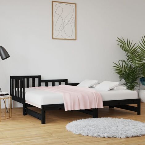 Day Bed  Black  Solid pine wood  Double vidaXL