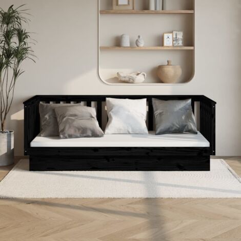 Day Bed without Mattress Black 100x200 cm Solid Wood Pine vidaXL