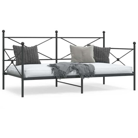 Day Bed without Mattress Black 107x203 cm Steel vidaXL