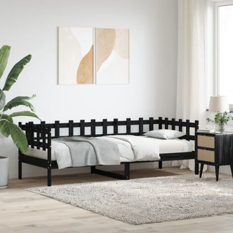Day Bed without Mattress Black 90x190 cm Single Solid Wood Pine vidaXL