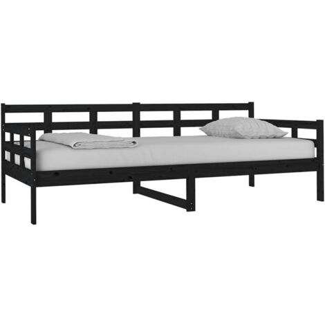 Day Bed without Mattress Black Solid Wood Pine 90x200 cm vidaXL