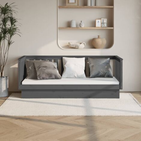Day Bed without Mattress Grey 75x190 cm Small Single Solid Wood Pine vidaXL