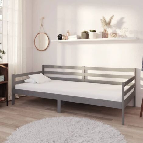Day Bed without Mattress Grey Solid Wood Pine 90x200cm vidaXL