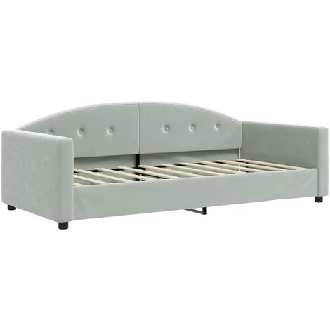 Day Bed without Mattress Light Grey 90x190 cm Single Velvet vidaXL