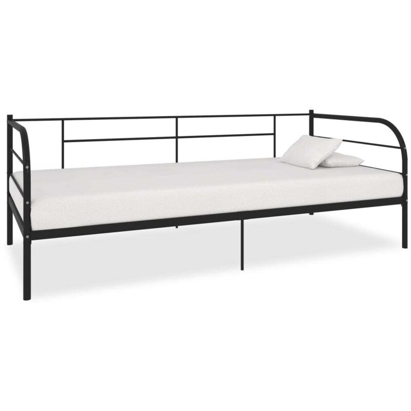 284673 Daybed Frame Without Mattress Black Metal 90x200 Cm Vidaxl
