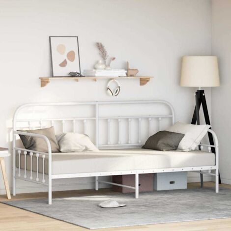 Daybed Frame with Headboard White 107 x 203 cm Steel vidaXL