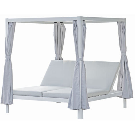 Daybed In Alluminio Bianco - Tetto Textilene Bianco Moia