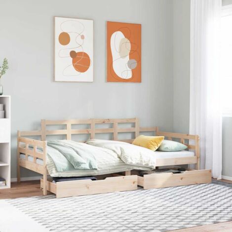 Daybed with Drawers without Mattress 90x190 cm Single Solid Wood vidaXL