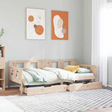 Daybed with Drawers without Mattress 90x190 cm Single Solid Wood vidaXL